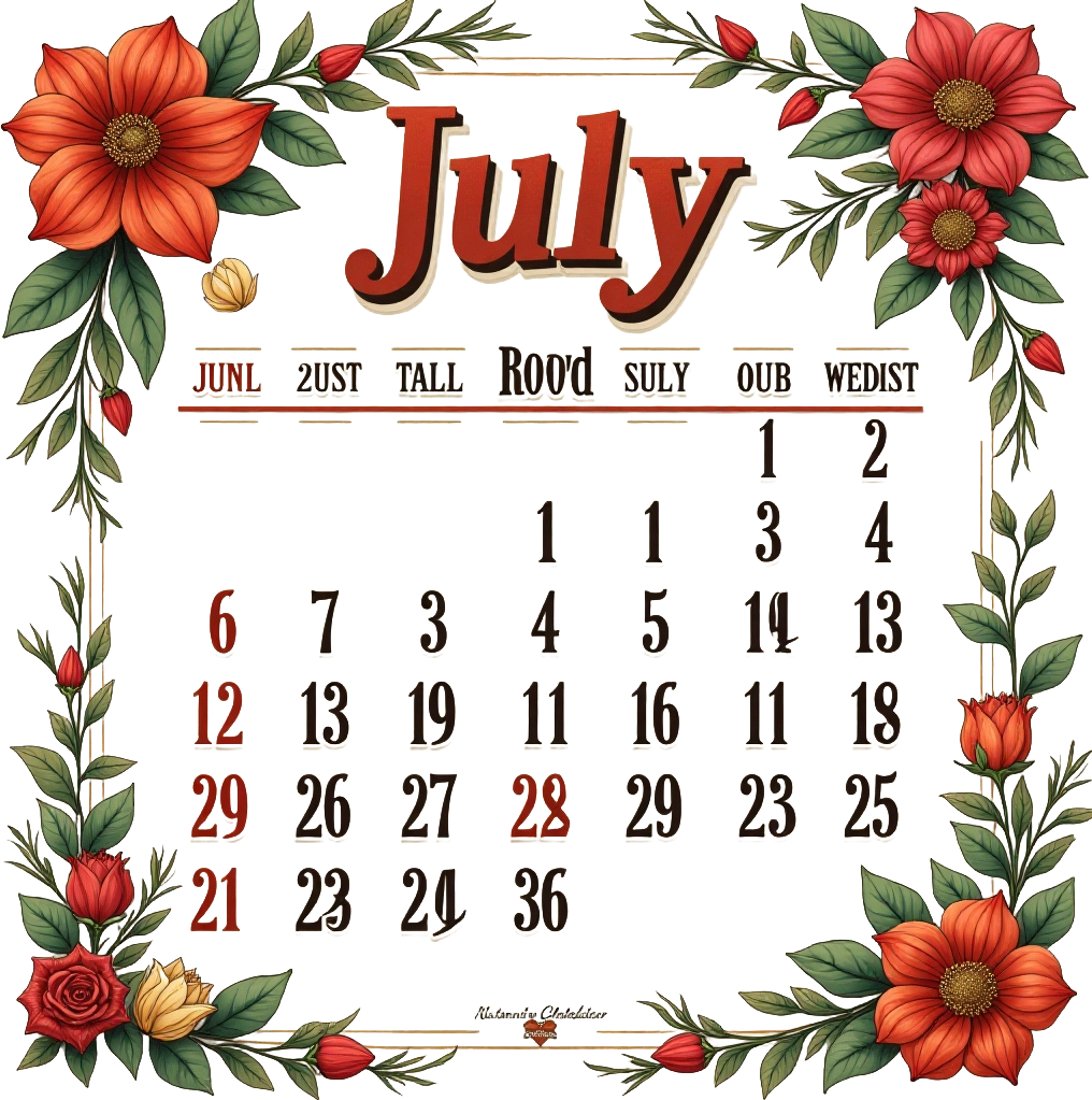 July Floral Calendar